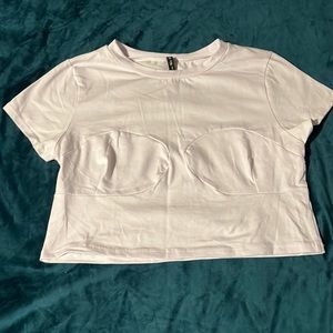 White medium boohoo crop top shirt medium